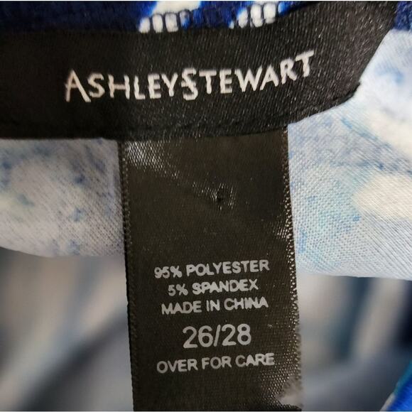 Ashley Stuart Blue Diamond Tie Dye V Neck Caftan Dress Cover Up Resort Cruise - Picture 7 of 8